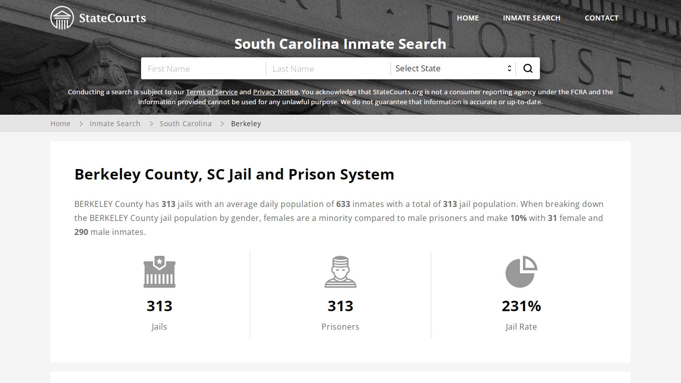Berkeley County, SC Inmate Search - StateCourts
